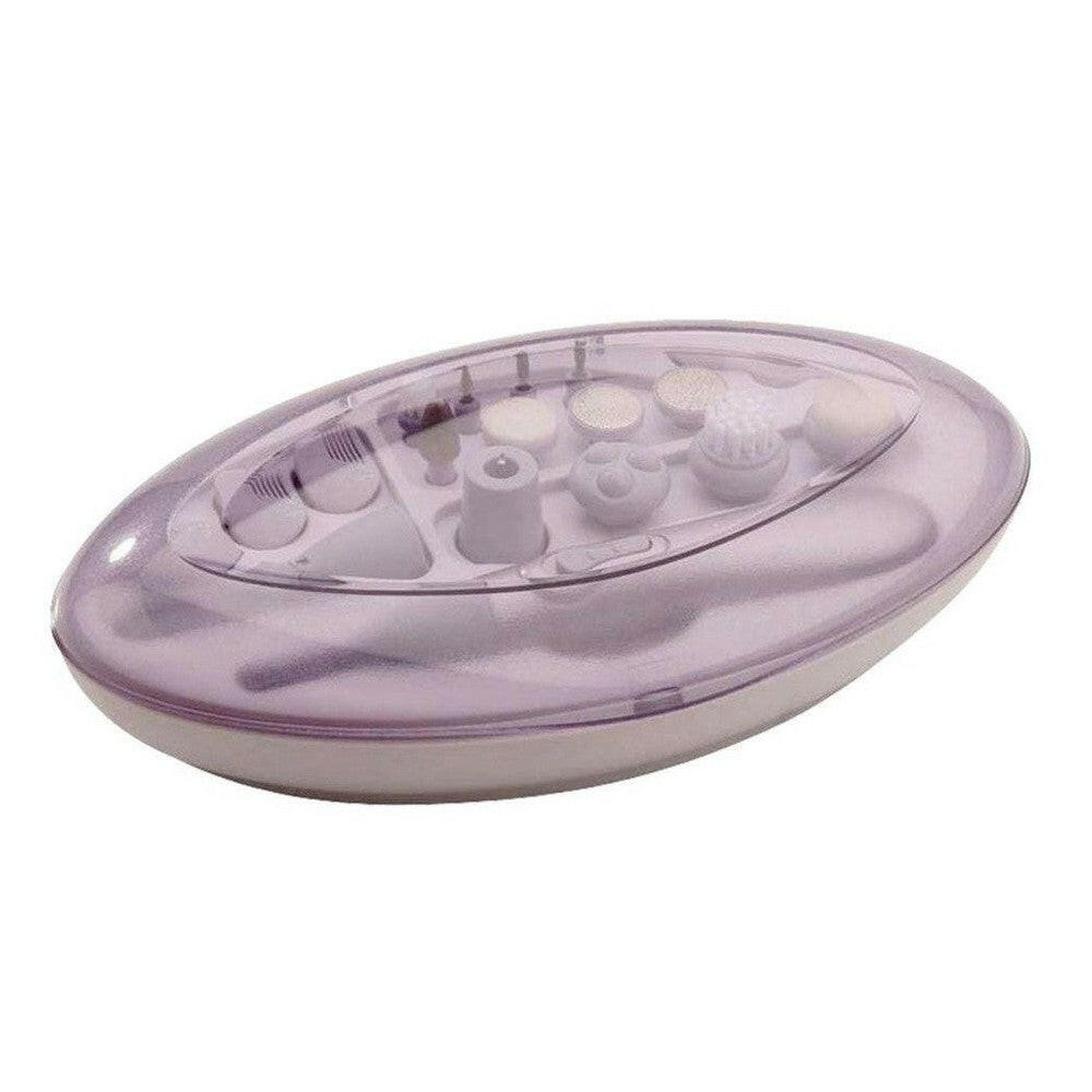 Lanaform Star Kit manicure- en pedicureset paars-wit opbergdoosje met borstels en schuurkoppen