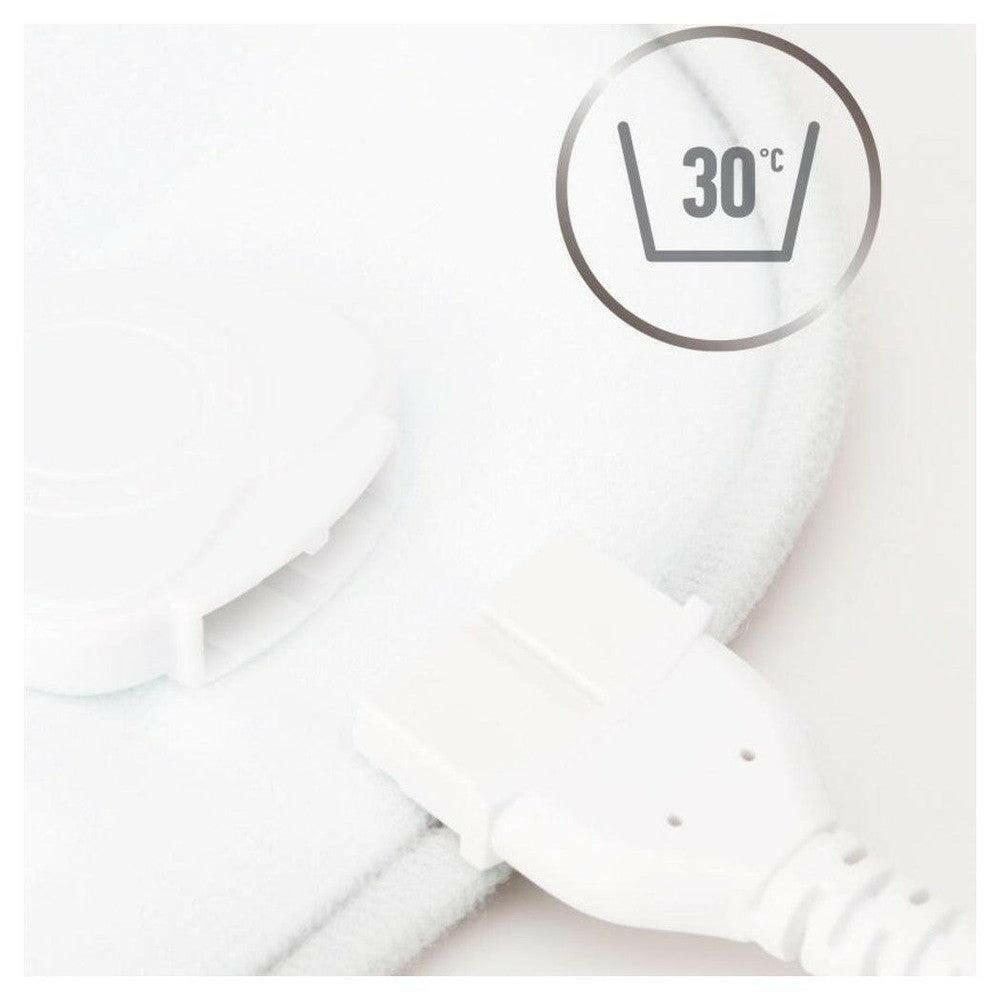 Washable Lanaform warmtekussen stekker en waslabel 30 graden close-up