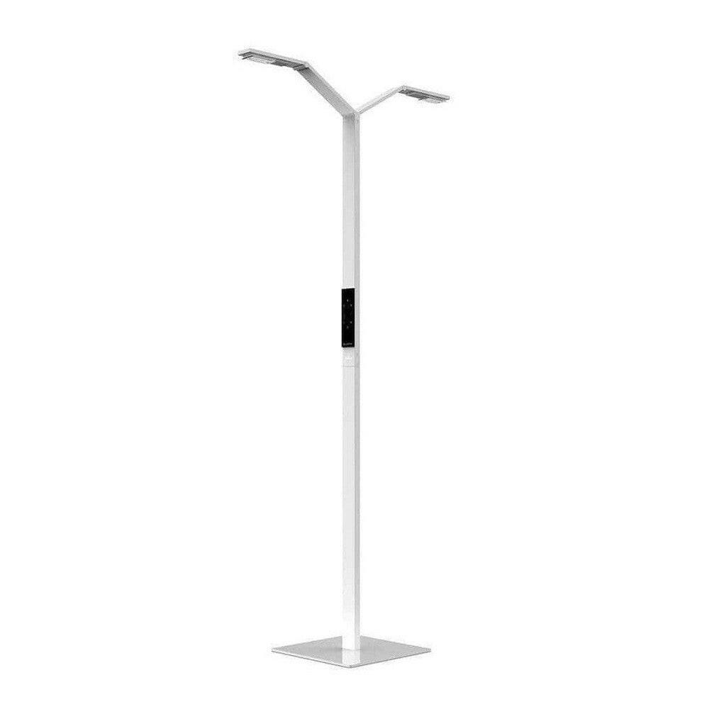 Witte Luctra Linear Floor Twin vloerlamp met bedieningspaneel