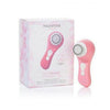 roze Magnitone Barefaced gezichtsborstel naast verpakking met productnaam