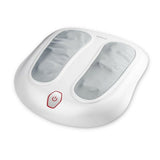 Wit Medisana voetmassage-apparaat met mesh-voetkompartimenten en rode aan/uit-knop