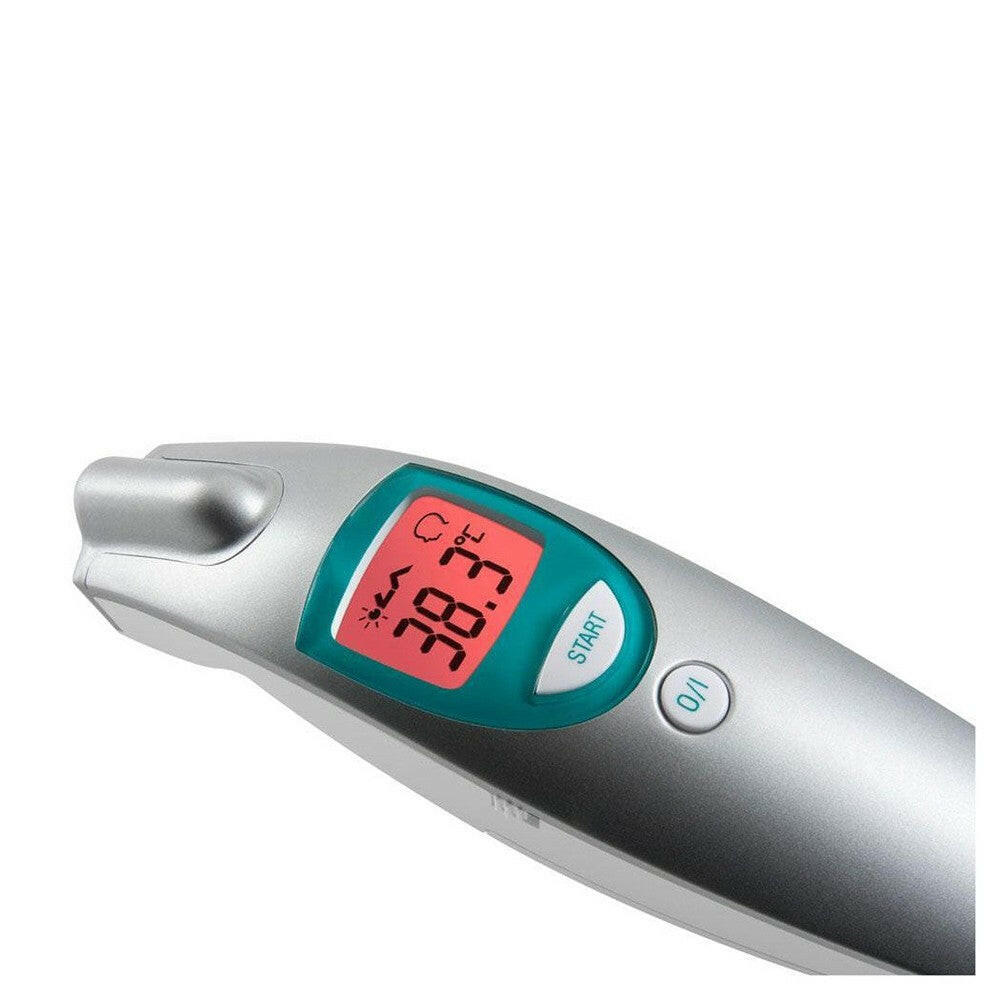 Medisana thermometer met rood koortsalarm scherm toont 38.3 graden Celsius