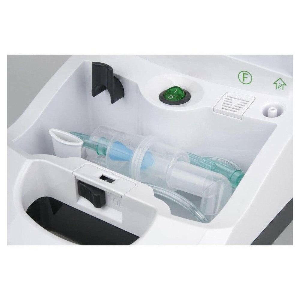 Medisana IN 550 inhalator geopend compartiment met reservoirfles