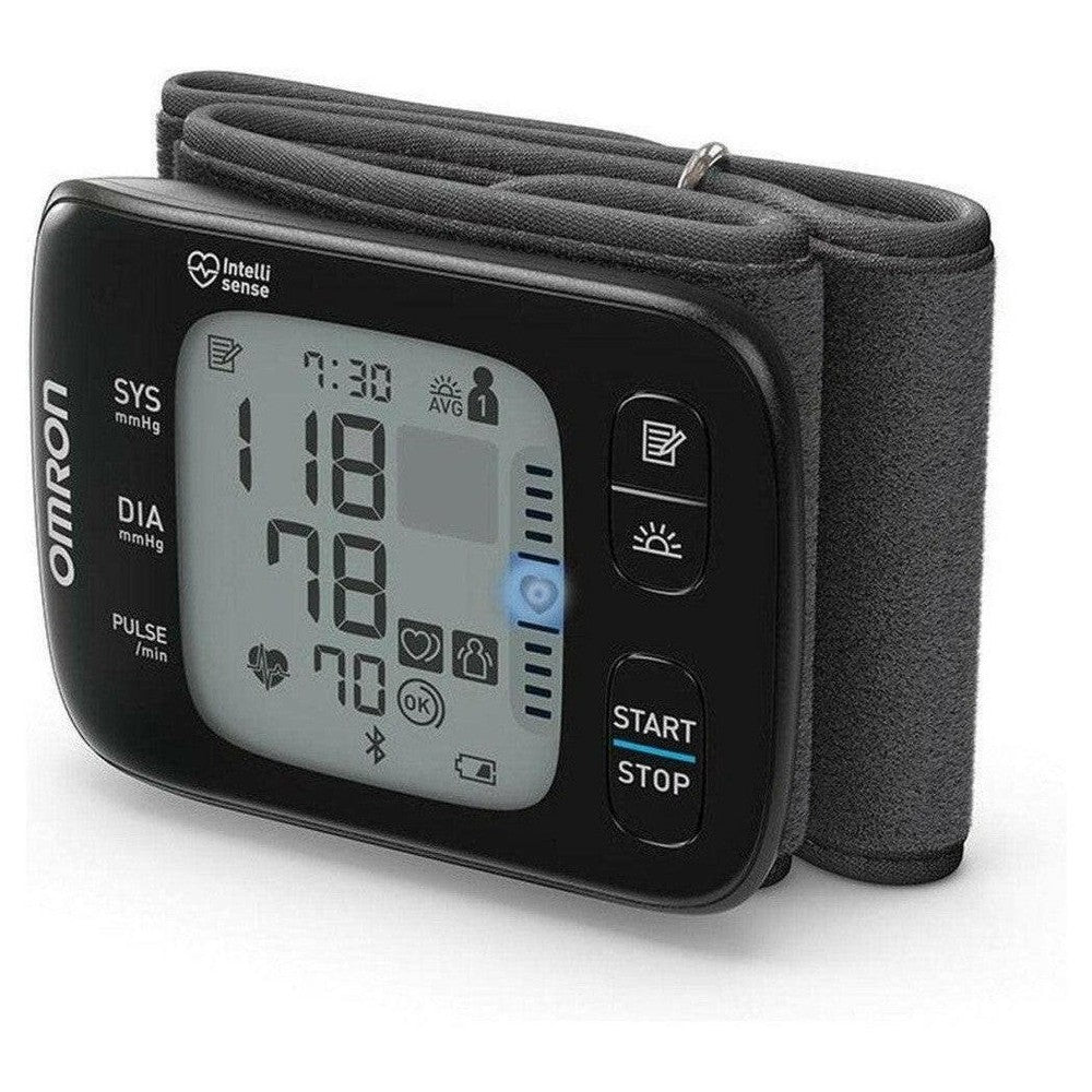 Omron RS7 Intelli IT polsbloeddrukmeter met grijze stoffen manchet en digitale display