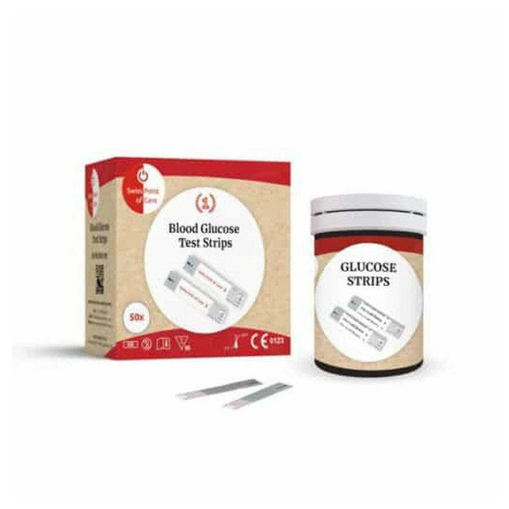 On Call Extra bloedglucose teststrips 50 stuks in beige en rode verpakking