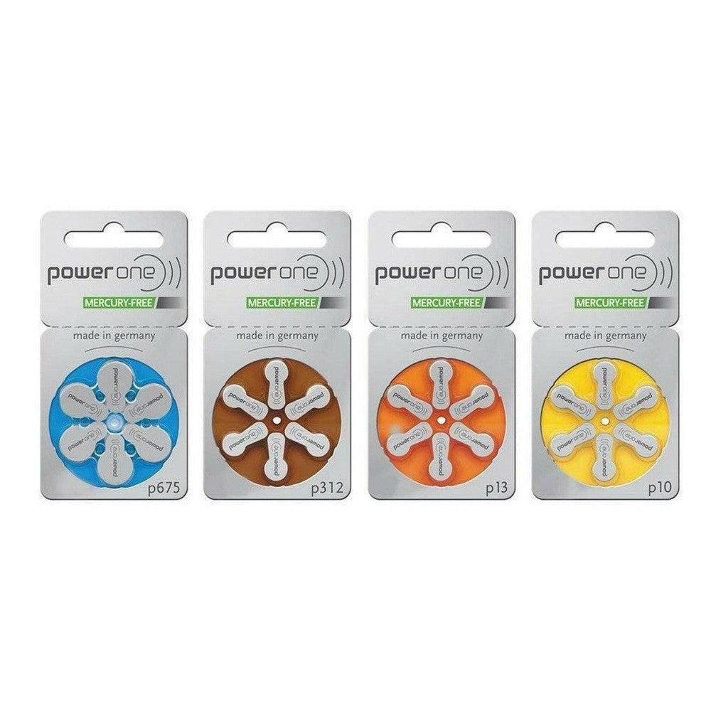 Overzicht PowerOne hoorbatterijverpakkingen P312, P675, P13 en P10