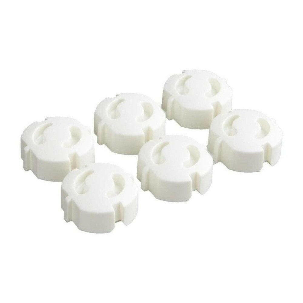 Set van zes witte ronde SecuCare stopcontactpluggen voor kinderveiligheid