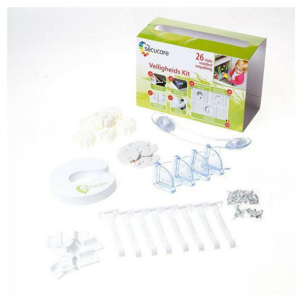 Complete SecuCare veiligheidsset inhoud met haakjes, pluggen en beschermers