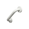 Close-up gebogen SecuCare wandbeugel wit staal mat afwerking