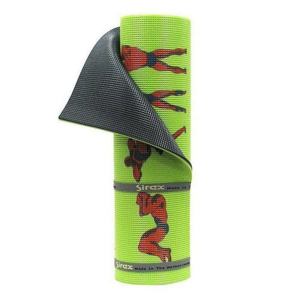 Lichtgroene Sirex PE sportmat opgerold met zichtbare zwarte onderkant