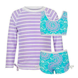 Snapper Rock kinder UV-bikini set met gestreept shirt en bloemenprint broek