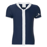 Navyblauw Snapper Rock UV-zwemshirt met rits en korte mouwen voor kinderen