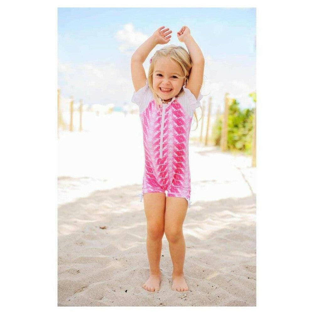 Snapper Rock kinderzwemkleding UPF50+ met korte mouwen en rits