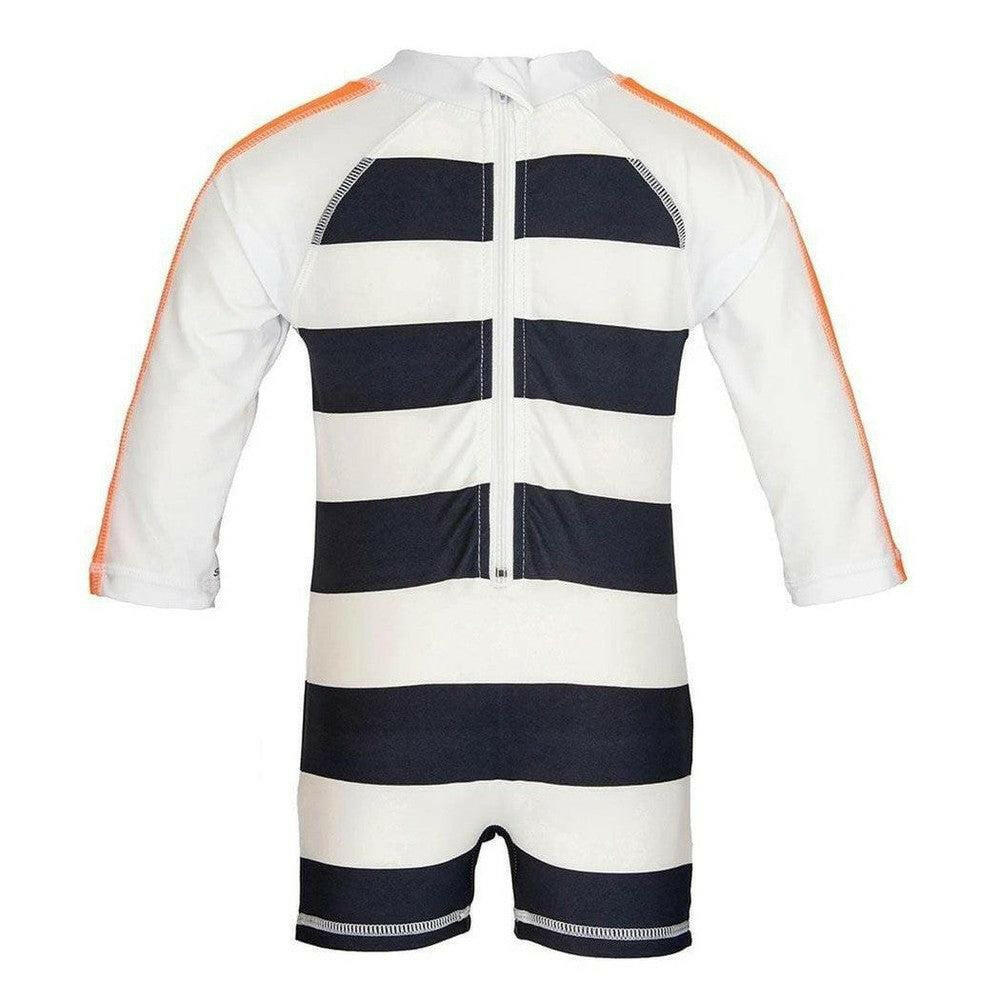 Snapper Rock kinderzwemkleding rits aan rugkant wit en donkerblauw
