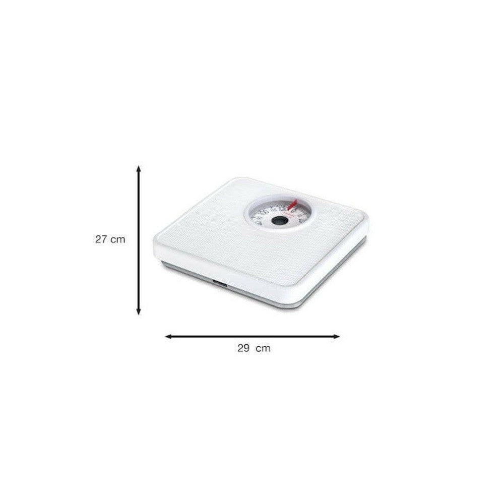Witte retro analoge personenweegschaal Soehnle Tempo met groot ronde display en antislip rubberen oppervlak