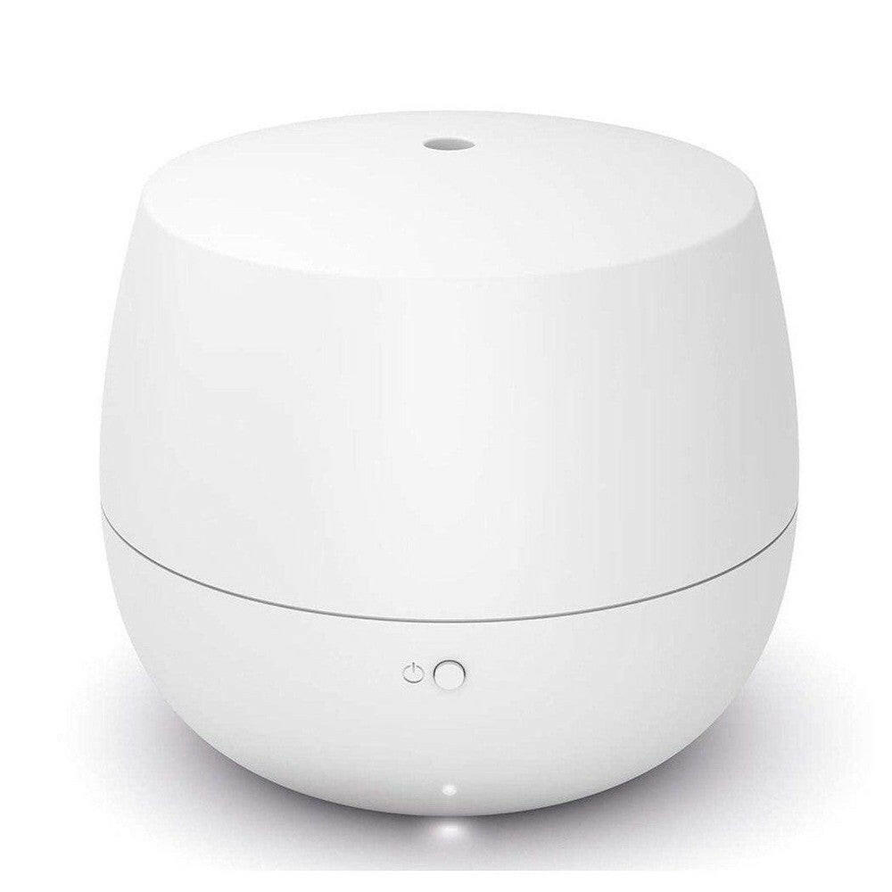 Voorzijde witte aroma diffuser met aan/uit knop en lichtje