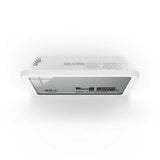 Achterkant van witte Stadler Form Selina hygrometer met merknaam en ontwerpdetails