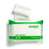 Swash Dry Gloves verpakking met 50 witte wegwerphandschoenen voor intieme verzorging
