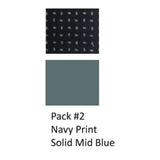 Tilley mondkapje 2-pack Navy Print en Solid Mid Blue stofkleuren