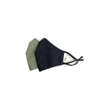 Tilley 2-pack herbruikbare mondmaskers zwart en khaki van geweven katoen