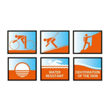 TravelSafe Aftersun pictogrammen voor waterbestendig en huidherstel