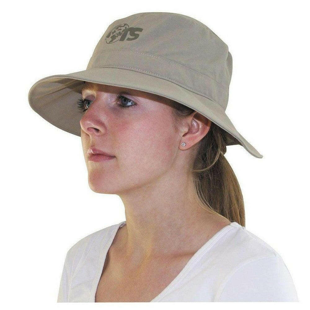 Lichtbeige opvouwbare UV-zonnehoed met insectennet van TravelSafe