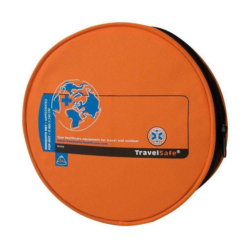 TravelSafe oranje draagtas met geïmpregneerde pop-out klamboe TS125