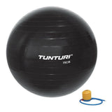 Zwarte Tunturi oefenbal 75cm met horizontale ribben en pomp