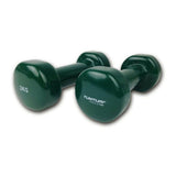 Donkergroene Tunturi vinyl dumbbells set van 2kg met gladde grip