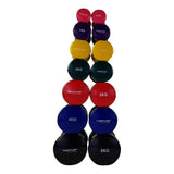 Gestapelde Tunturi vinyl dumbbells sets van 0,5 tot 5 kg