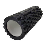 Schuine hoek zwarte Tunturi Yoga Grid foamroller met geribbelde textuur