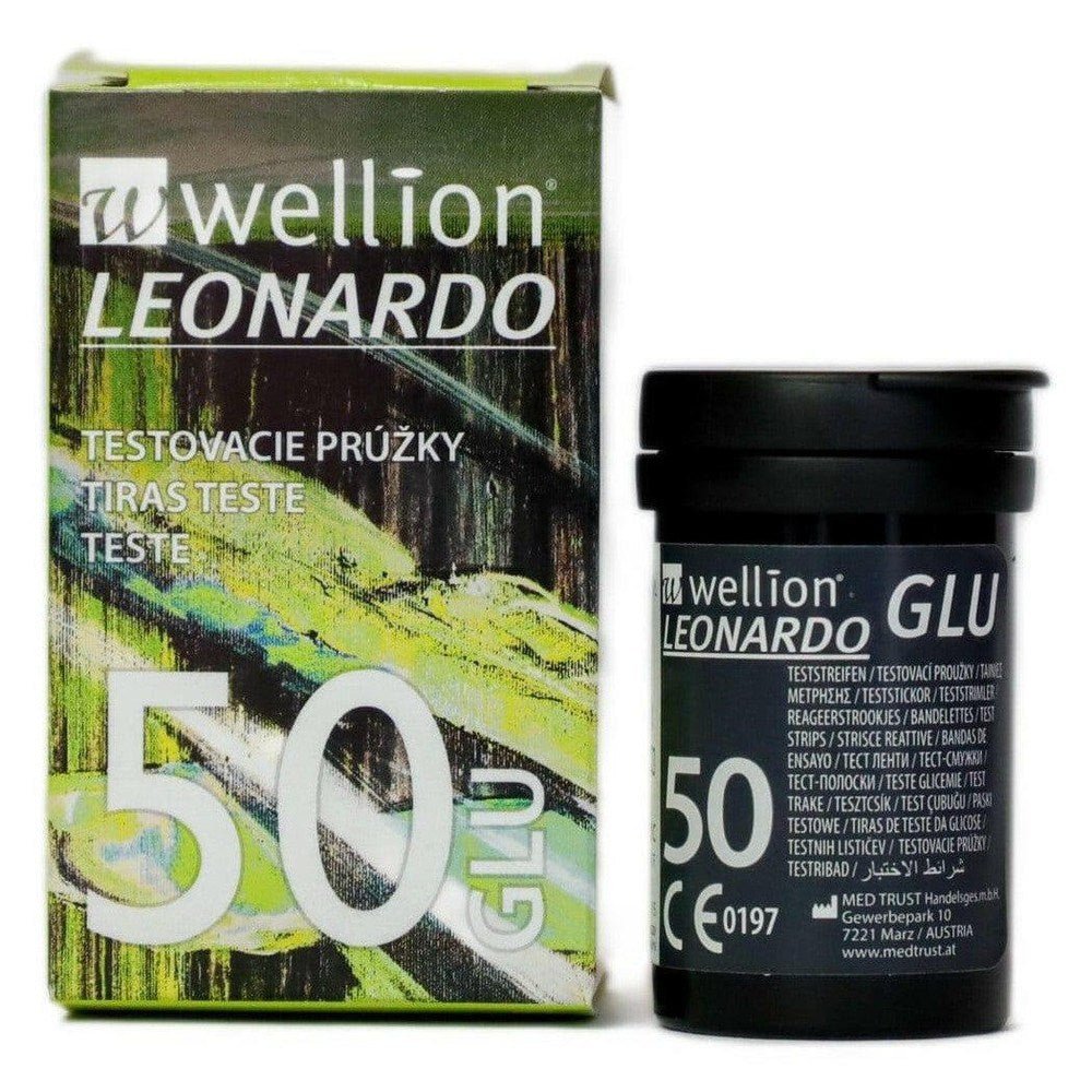 Wellion Leonardo teststrips doos en pot 50 stuks voor diabetes monitoring