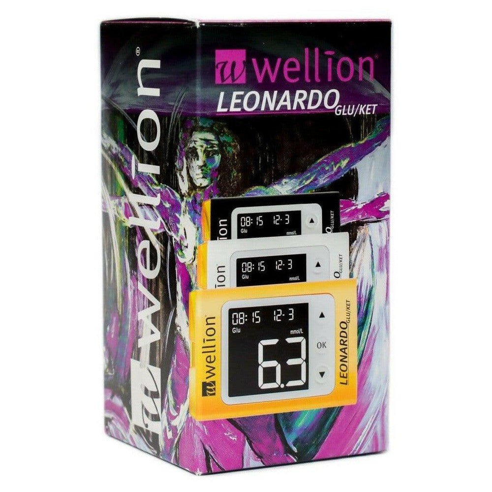 Wellion Leonardo GLU/KET verpakking met drie meters voor glucose en ketonenmeting