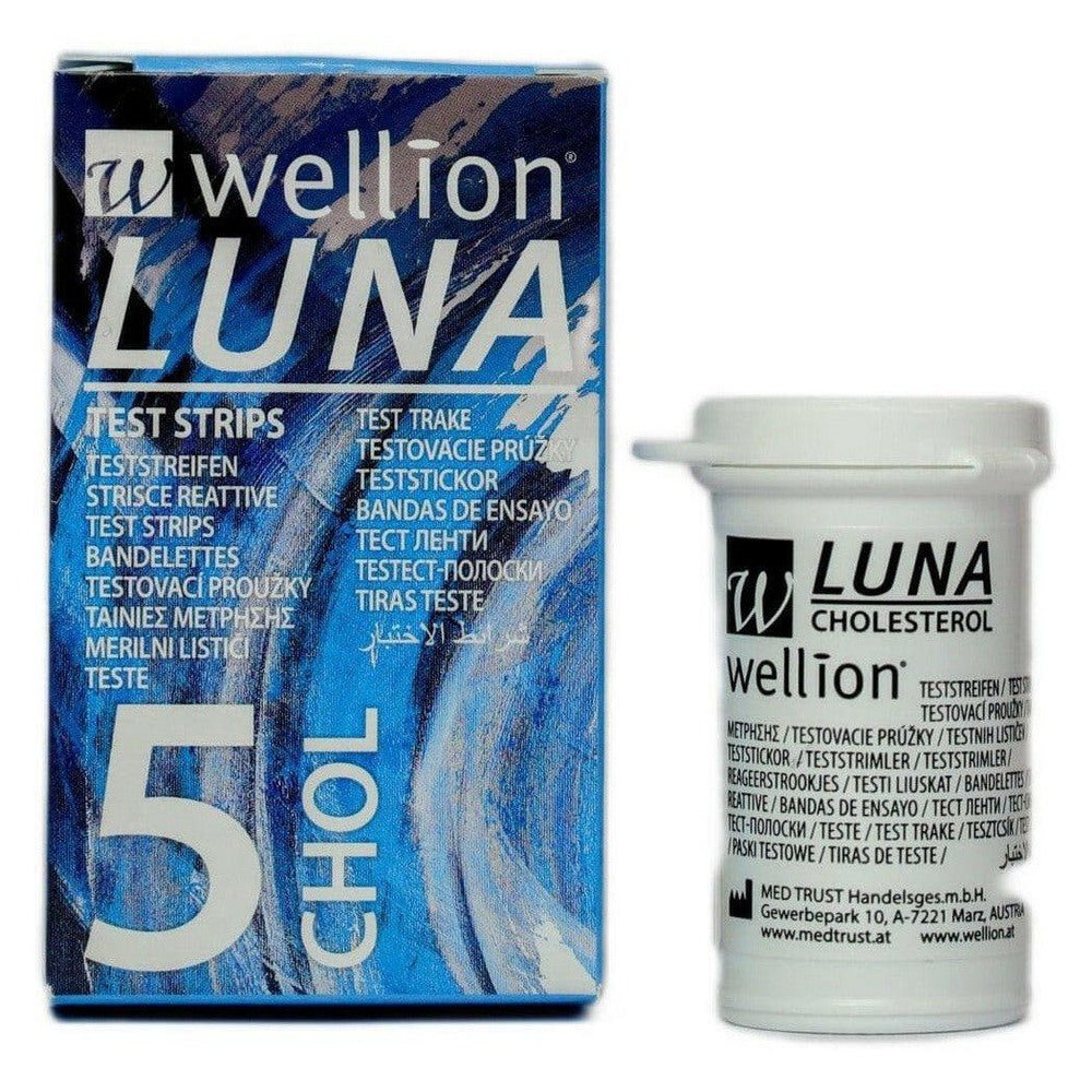 Wellion Luna cholesterol teststrips pot en verpakking 5 stuks