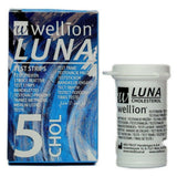 Wellion Luna cholesterol teststrips pot en verpakking 5 stuks