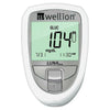 Witte Wellion Luna Trio glucometer met grote centrale knop en digitaal scherm