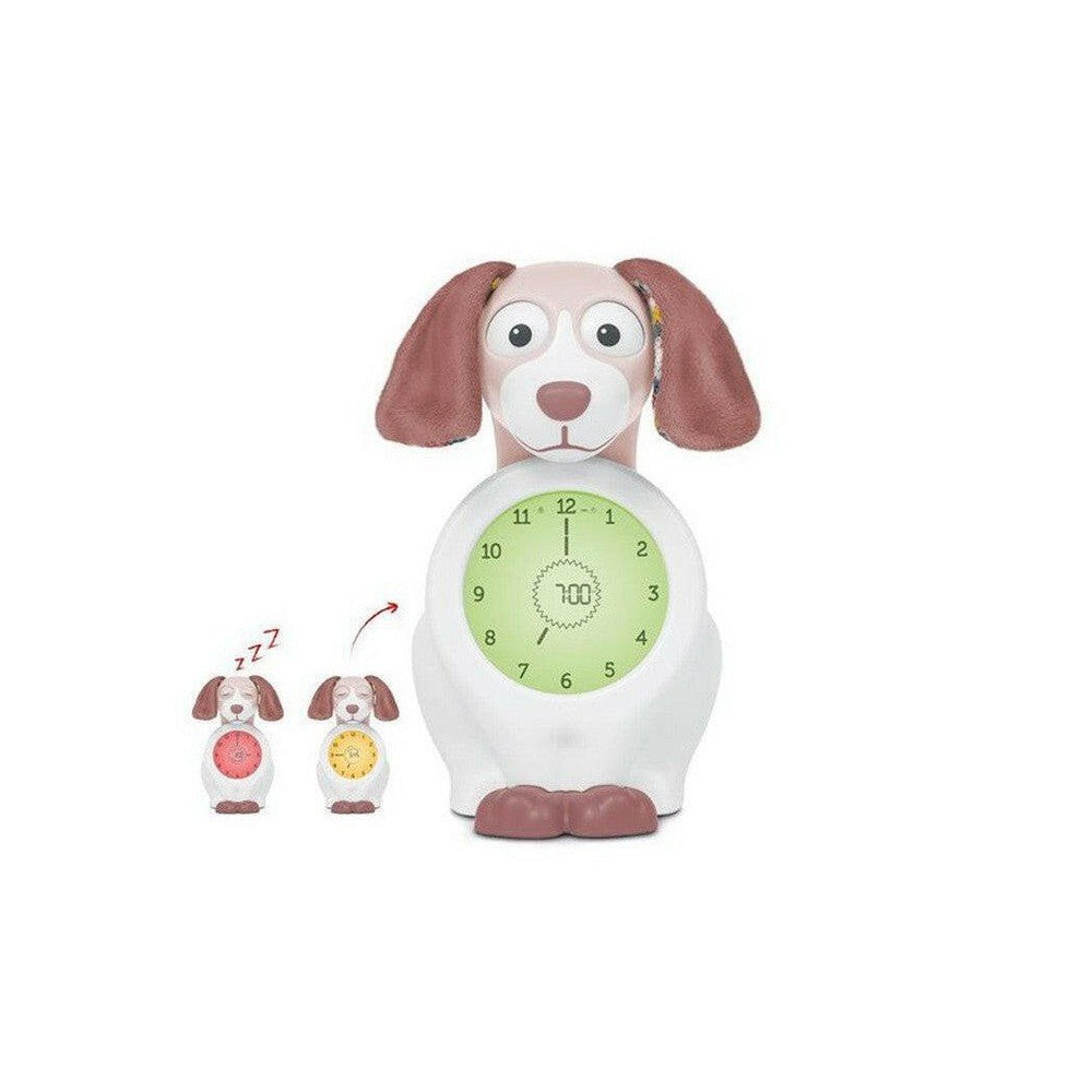 Zazu Davy de Hond slaaptrainer bruin met digitale klok en blauw-rood-oranje lichtfuncties