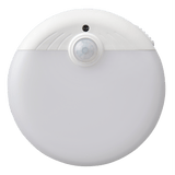 SecuCare witte ronde LED-nachtlamp met bewegingssensor en textuurrijke bovenkant
