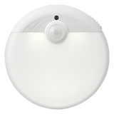 Symmetrische witte LED-nachtlamp met bewegingssensor en gladde onderkant
