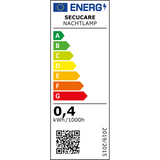 EU-energielabel SecuCare nachtlamp met energie-efficiëntieklasse A en 0,4 kWh/1000h