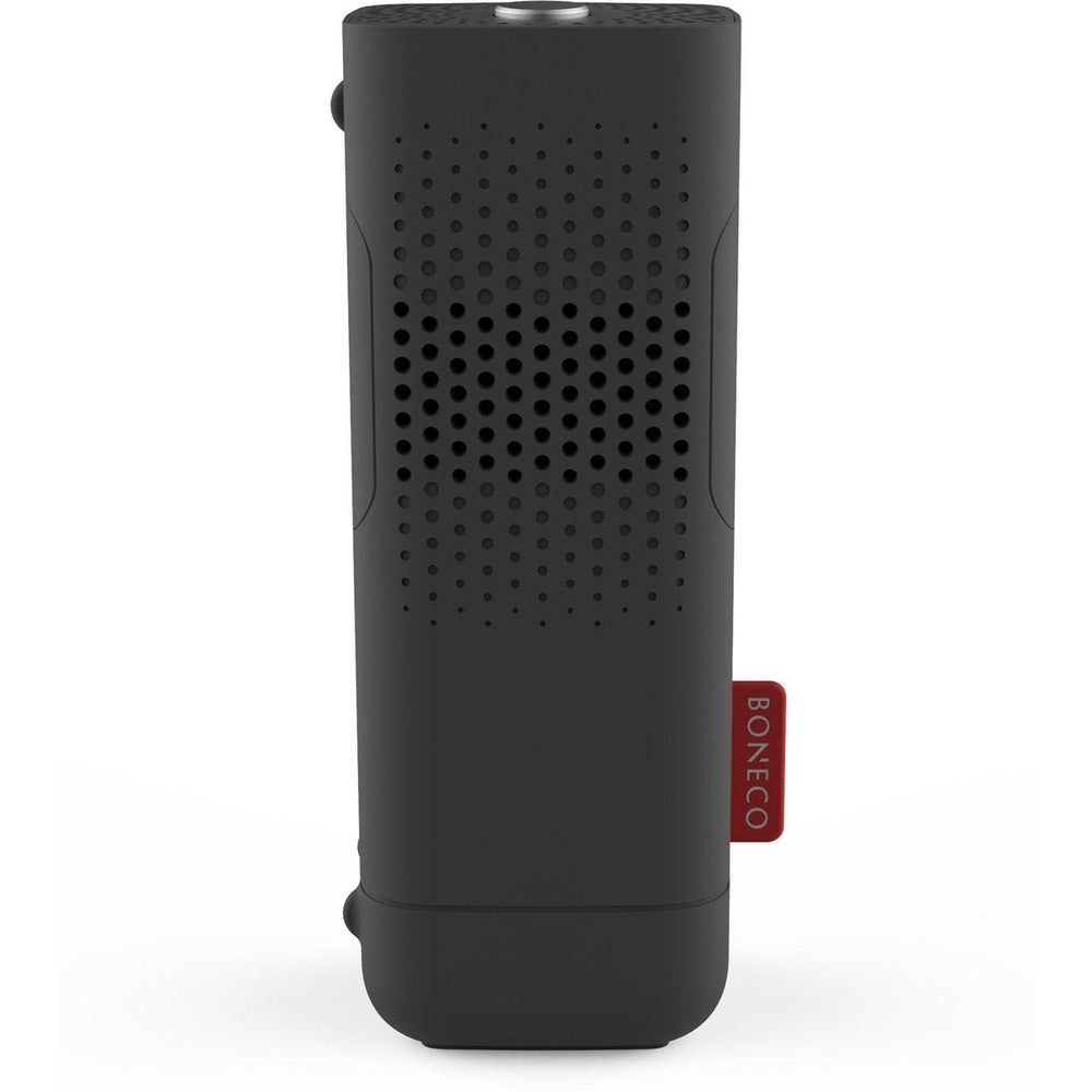 Boneco P50 zwart frontaal uitzicht met perforaties en rood logo