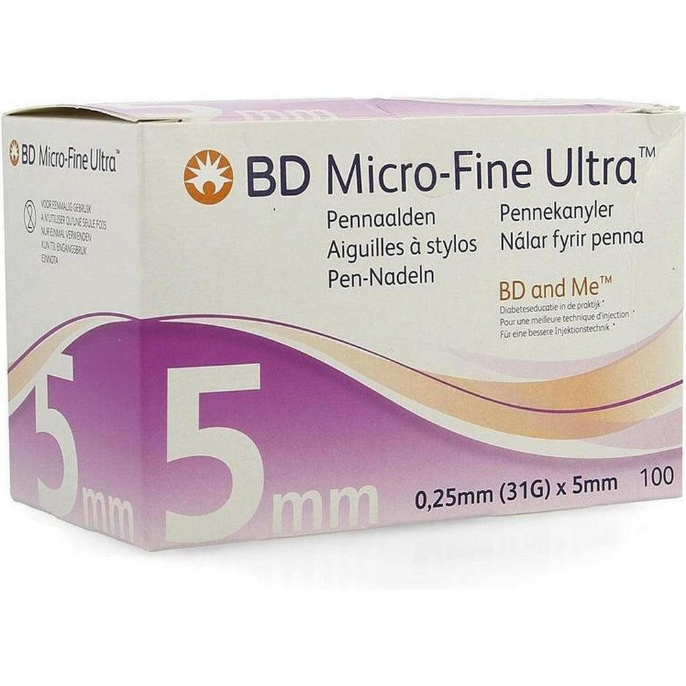 BD Micro-Fine Ultra 31G 5 mm pennaalden verpakking met 100 stuks