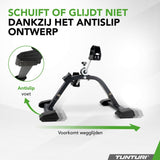 Tunturi Mini Bike Pro zijaanzicht met antislip ontwerp en tekst over wegglijden voorkomen
