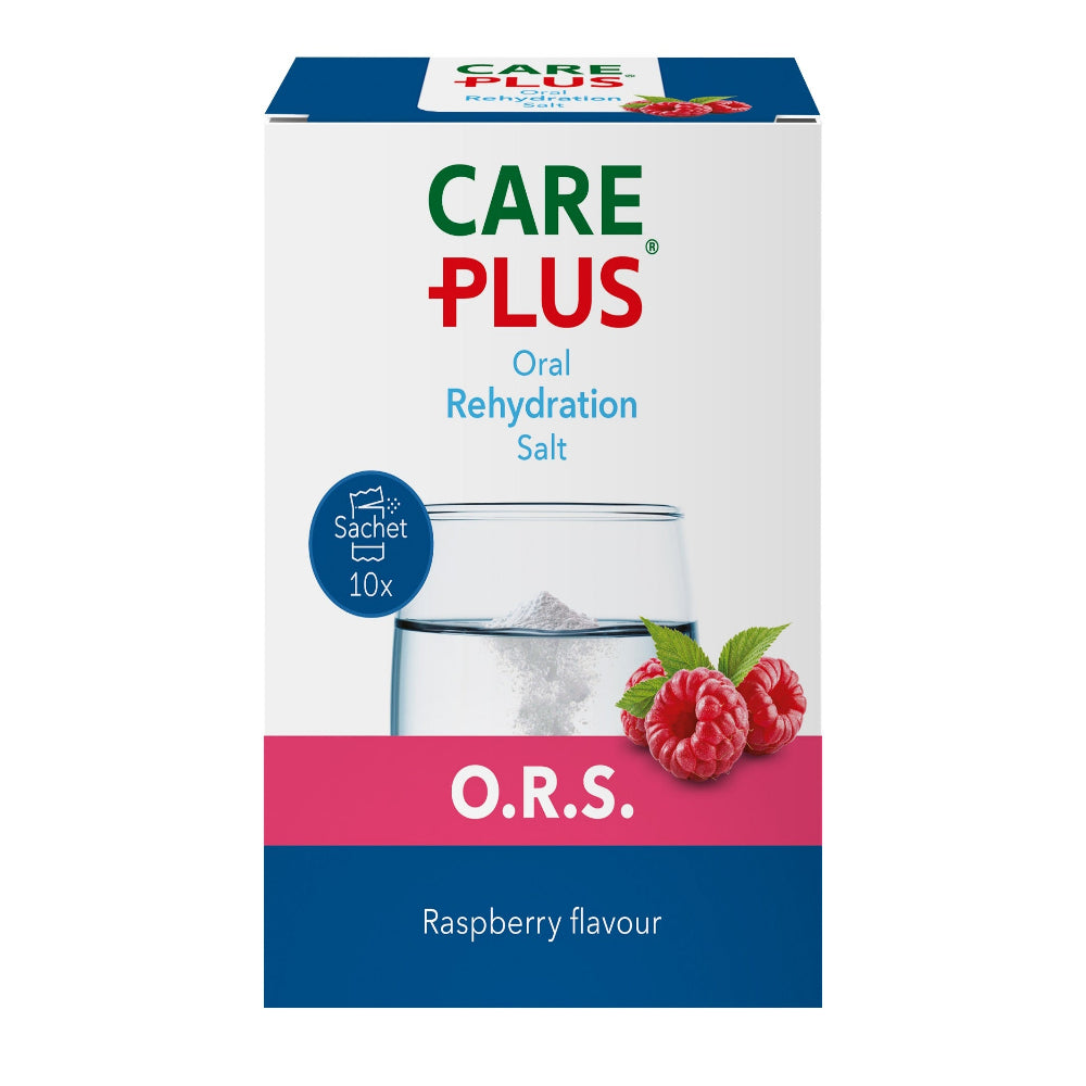 Care Plus O.R.S. framboos doos met poeder en verse frambozen