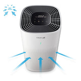 Clean Air Optima luchtreiniger met PM2.5 display en blauwe luchtstroompijlen