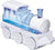 Lanaform Trainy luchtbevochtiger wit-blauw productshot met transparante watertank en LANAFORM logo