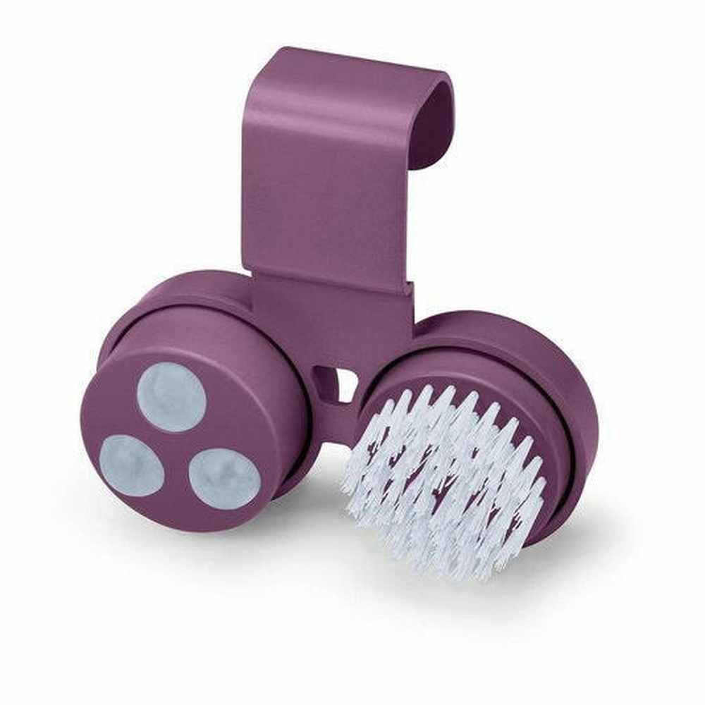 Paarse pedicure-accessoire met borstel en massageknoppen voor voeten