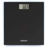 Voorzijde zwarte Omron HN289 weegschaal met digitaal display en OMRON logo