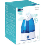 Verpakking Lanaform Charly luchtbevochtiger 'Goby's world', turkoois/wit doos met 2-in-1 aroma functie