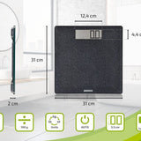 Technische afmetingen Soehnle vierkante personenweegschaal 31x31 cm met 180 kg capaciteit